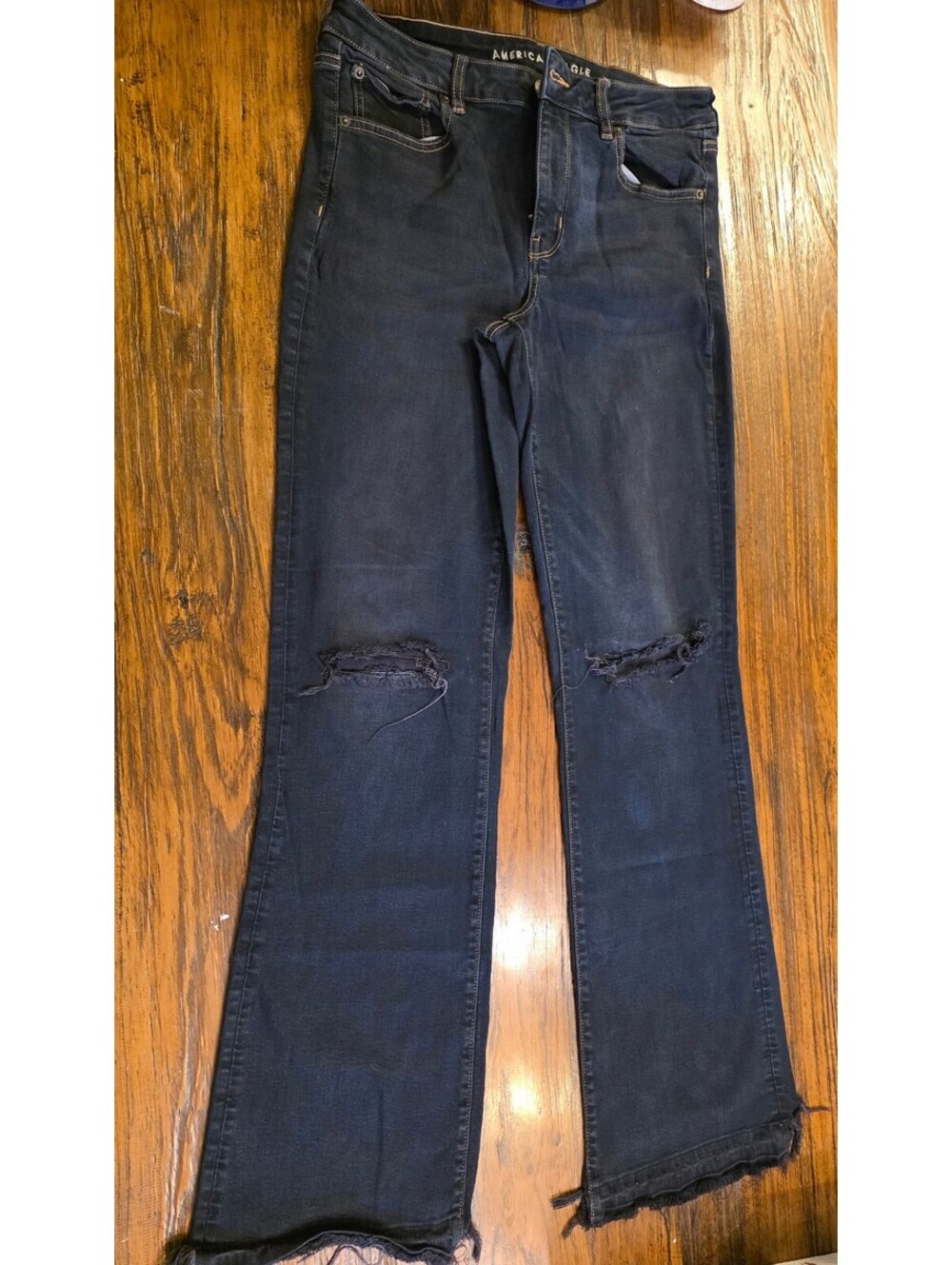 American Eagle Women's Dark Wash Super Stretch Jeans, Size 12 Long